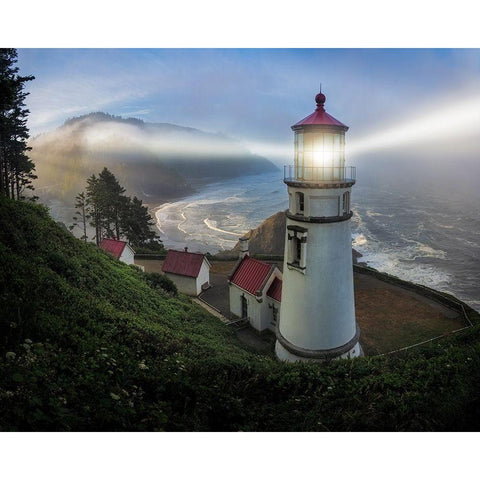 Heceta Head Lighthouse Black Modern Wood Framed Art Print by Langager, Ron