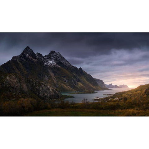 The Fjord Black Modern Wood Framed Art Print by Mathur, Sandeep