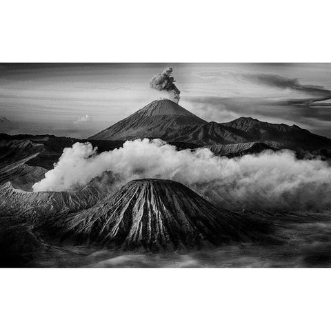 Mt Bromo Black Modern Wood Framed Art Print with Double Matting by Muliani Hartojo, Angela