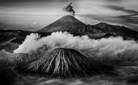 Mt Bromo Black Ornate Wood Framed Art Print with Double Matting by Muliani Hartojo, Angela