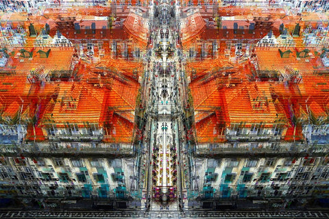 Lisbon White Modern Wood Framed Art Print with Double Matting by Shrayer, Igor