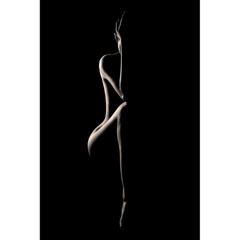 Bodyscape: Crouch Black Modern Wood Framed Art Print with Double Matting by Sungkono, Heru