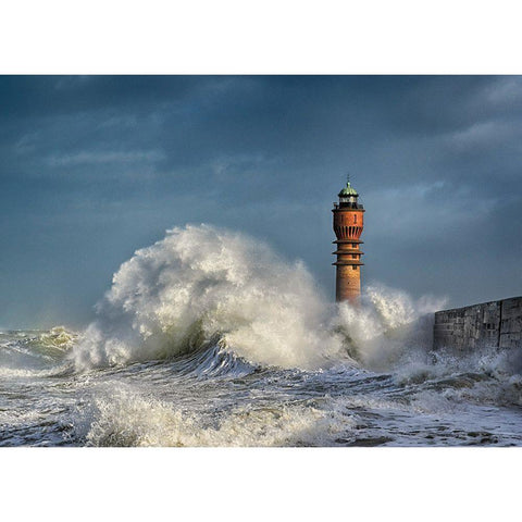 La Puissance Des Vagues Gold Ornate Wood Framed Art Print with Double Matting by Pecqueux, Stephane