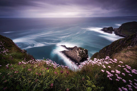 On The Edge Of The Cliff Black Ornate Wood Framed Art Print with Double Matting by Ruiz Dueso, Jorge