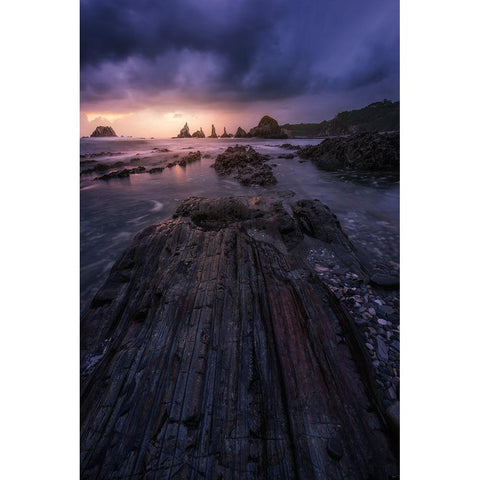 Sunset In Gueirua Black Modern Wood Framed Art Print with Double Matting by Ruiz Dueso, Jorge