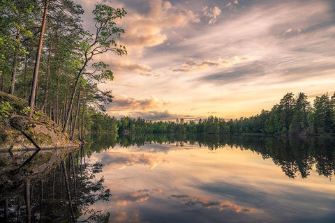 Lake Tarmsjapn-Sweden White Modern Wood Framed Art Print with Double Matting by Lindsten, Christian