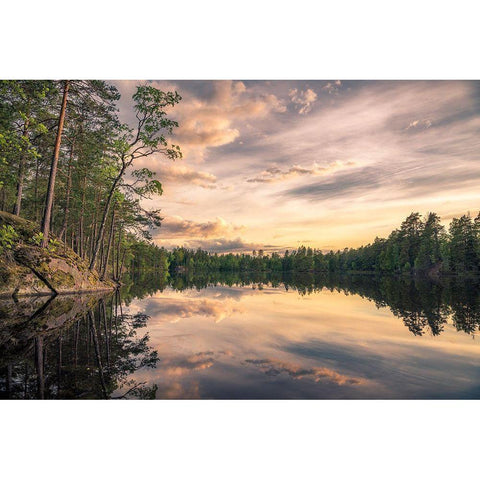 Lake Tarmsjapn-Sweden White Modern Wood Framed Art Print by Lindsten, Christian