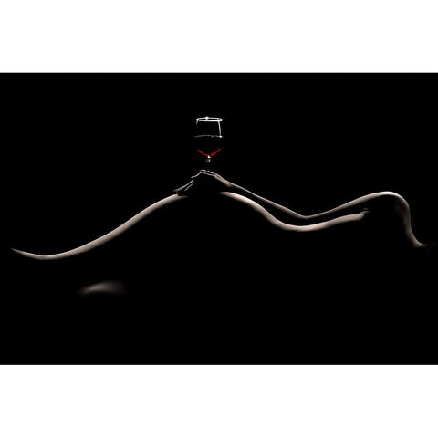 Bodyscape: Wine Tasting White Modern Wood Framed Art Print by Sungkono, Heru