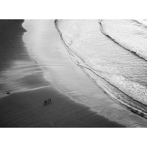 Foursome On The Beach Black Modern Wood Framed Art Print with Double Matting by Urrutia, Adolfo