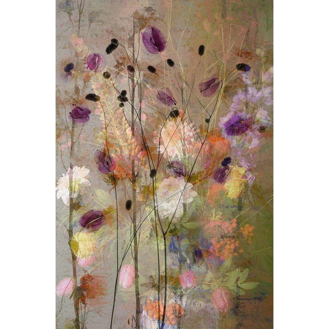 Painterly Flowers Gold Ornate Wood Framed Art Print with Double Matting by Dingemans, Saskia