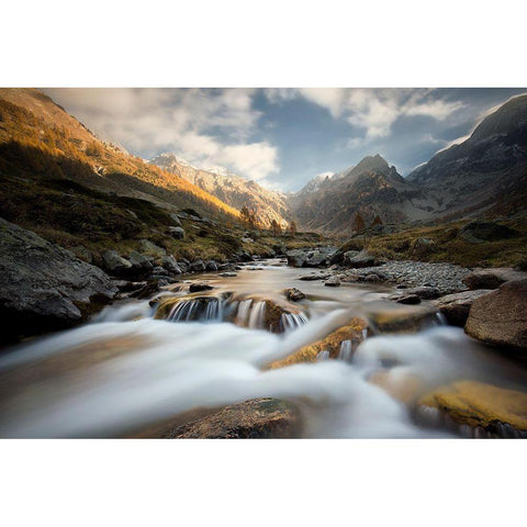 Autumn In The Alps Gold Ornate Wood Framed Art Print with Double Matting by Bolla, Paolo