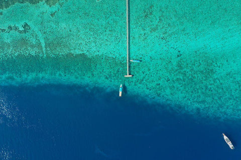 The Ocean. White Modern Wood Framed Art Print with Double Matting by Masrie, Muslianshah