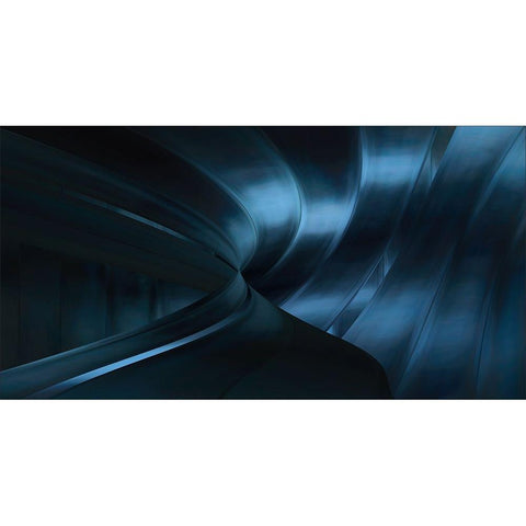 Blue Roller Coaster Black Modern Wood Framed Art Print by Claes, Gilbert