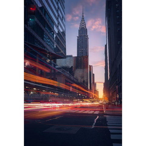 Good Morning Nyc White Modern Wood Framed Art Print by De La, Javier