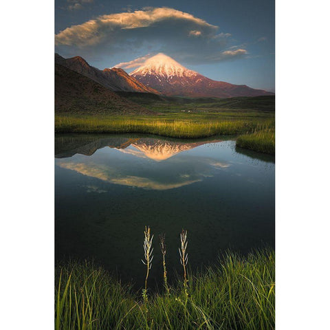 Gods Hand On Mount Damavand White Modern Wood Framed Art Print by Behzad, Majid