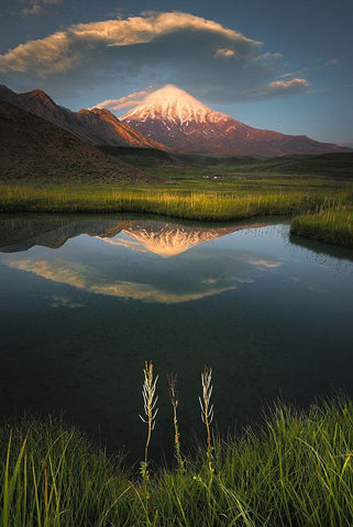 Gods Hand On Mount Damavand White Modern Wood Framed Art Print with Double Matting by Behzad, Majid