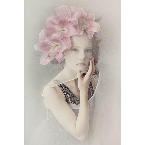 Mystery Girl White Modern Wood Framed Art Print by Kayen-Mouthaan, Carola