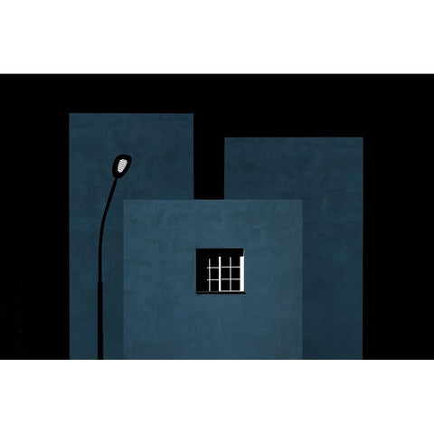 Composition With Window And Street Lamp Black Modern Wood Framed Art Print with Double Matting by Schuster, Inge