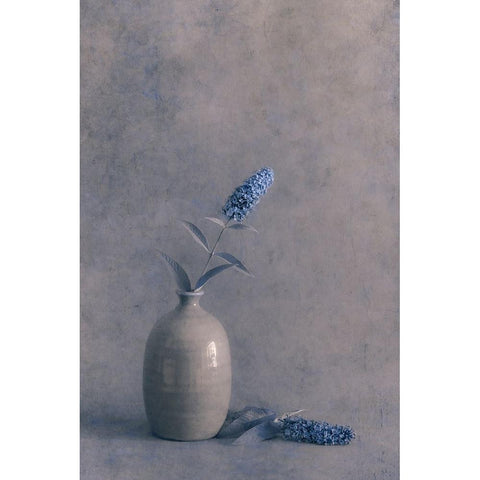 Blue Visions Black Modern Wood Framed Art Print with Double Matting by Kiral, Cicek