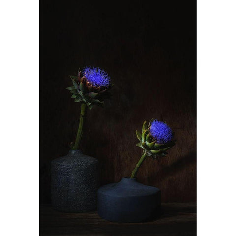 Electric Blue. White Modern Wood Framed Art Print by Dingemans, Saskia