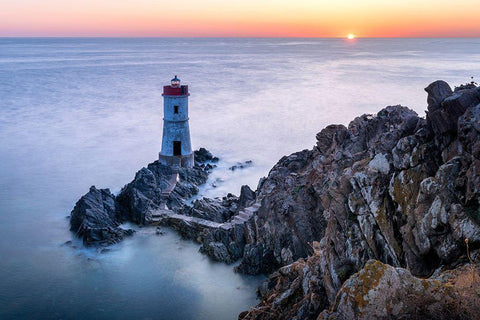 Two Lights White Modern Wood Framed Art Print with Double Matting by Guc, Mariusz