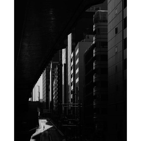 Lonesome In Shibuya White Modern Wood Framed Art Print by Takachi, Yasuhiro