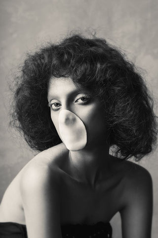 La Scapigliata Black Ornate Wood Framed Art Print with Double Matting by Naderi, Peyman