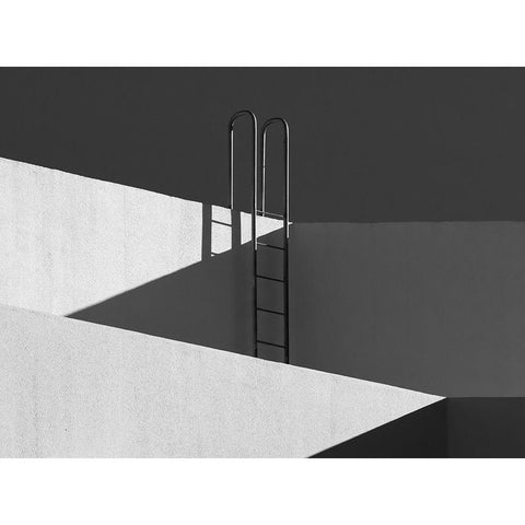 Rooftop Shadows White Modern Wood Framed Art Print by Hammer, Jacqueline