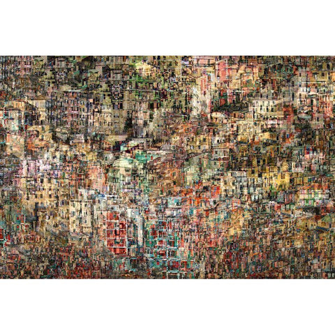 Riomaggiore Black Modern Wood Framed Art Print with Double Matting by Hawerkamp, Hans-Wolfgang