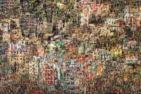 Riomaggiore White Modern Wood Framed Art Print with Double Matting by Hawerkamp, Hans-Wolfgang