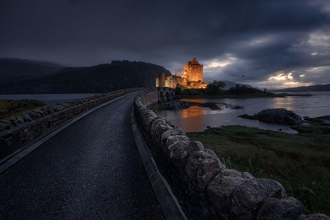 Eilean Donan Castle White Modern Wood Framed Art Print with Double Matting by Alvarez Osorio, Cesar
