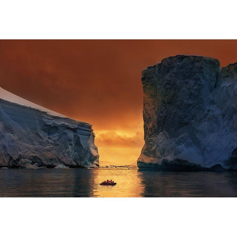 Antarctic Fire Gate Black Modern Wood Framed Art Print with Double Matting by Cai, James