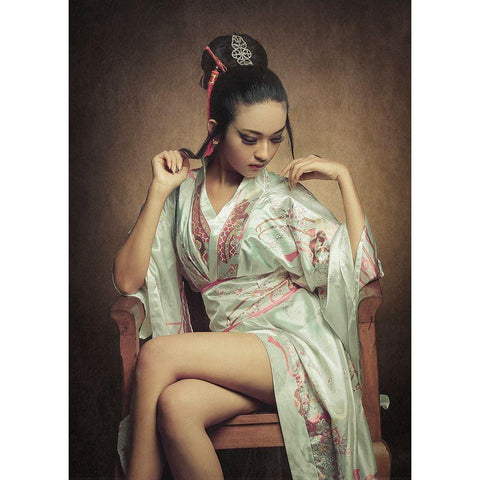 The Story Of Geisha : Fantasize Black Modern Wood Framed Art Print by Abdillah, Djayent