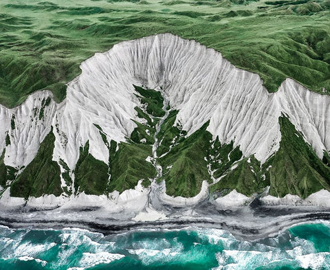 Sakhalin White Modern Wood Framed Art Print with Double Matting by Dydkovskiy, Igor