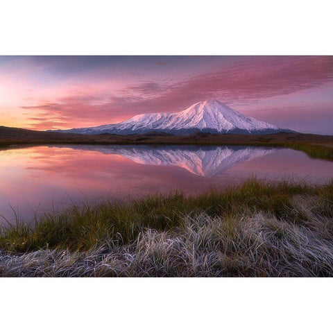 Frosty Morning At Tolbachik Volcano... Black Modern Wood Framed Art Print with Double Matting by Kukrinov, Alexandr