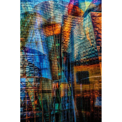 Incastri Black Modern Wood Framed Art Print by Della Latta, Massimo