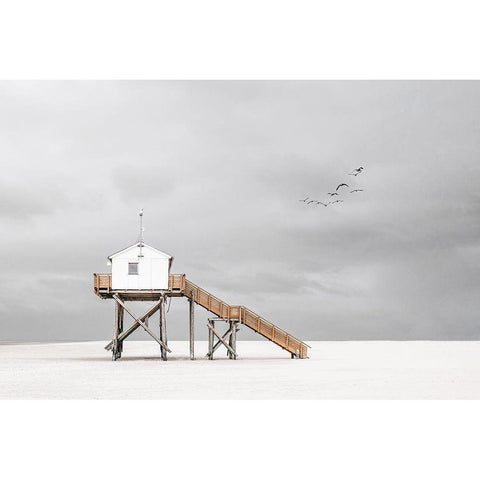 On The Beach White Modern Wood Framed Art Print by Endermann, Rolf