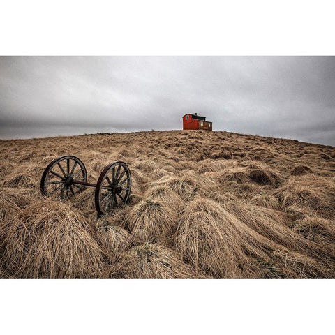The House On The Hill Black Modern Wood Framed Art Print with Double Matting by Ingibergsson, Bragi