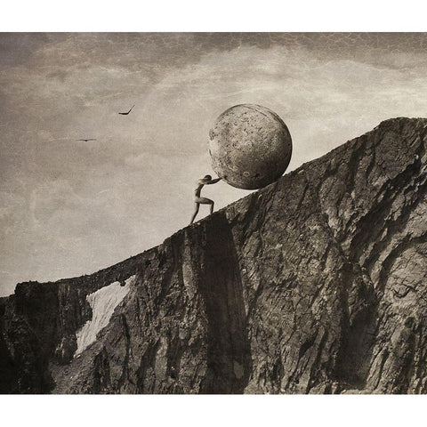 Sisyphus White Modern Wood Framed Art Print by Hummel, Jeffrey