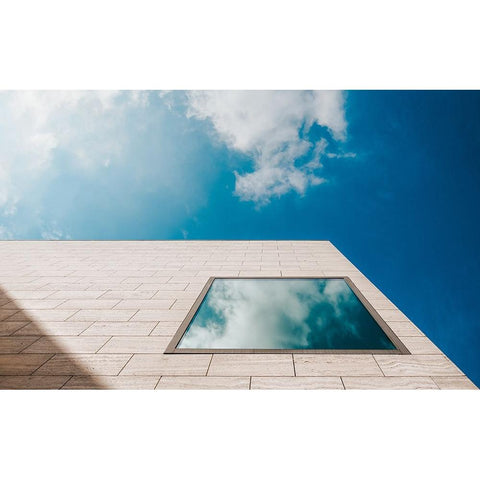 Blue With Clouds Black Modern Wood Framed Art Print with Double Matting by Staelens, Christophe