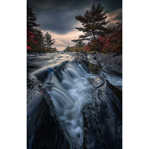 Autumn Getaways In Ontario Black Modern Wood Framed Art Print with Double Matting by Deng, Larry