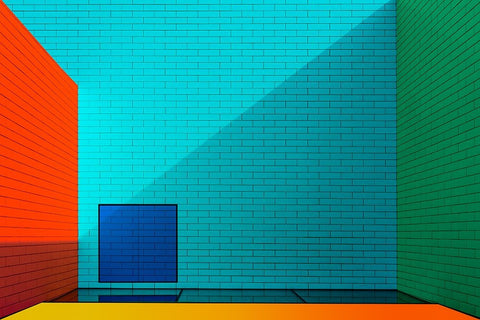 Rainbow Colors White Modern Wood Framed Art Print with Double Matting by Schuster, Inge