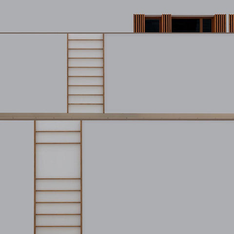 Hospital Wall Inside White Modern Wood Framed Art Print with Double Matting by Luycx, Theo