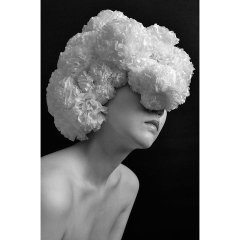 Paperflower White Modern Wood Framed Art Print by Nogi, Kuchiko