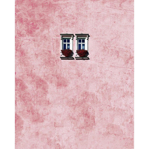 Pink Wall White Modern Wood Framed Art Print by Arro