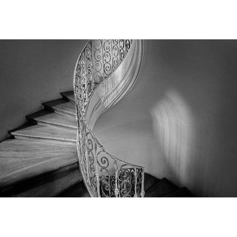 Santinis Staircase Black Modern Wood Framed Art Print with Double Matting by Goehler, Holger