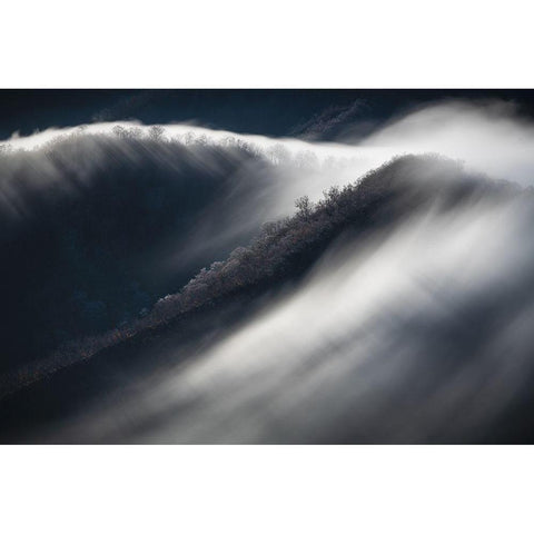 Waterfall Clouds And Hoarfrost White Modern Wood Framed Art Print by Takahashi, Ryuho