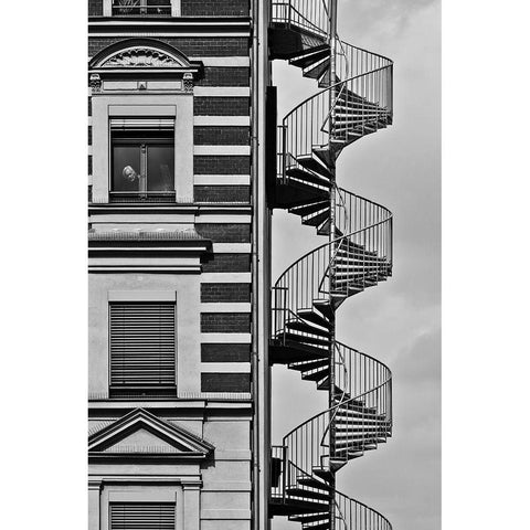 Lonely Man Black Modern Wood Framed Art Print with Double Matting by Muller, Christian