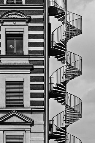 Lonely Man White Modern Wood Framed Art Print with Double Matting by Muller, Christian