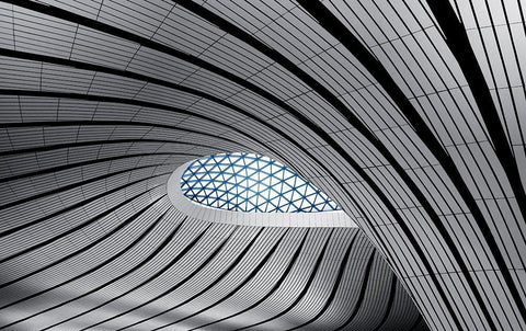 Zaha Hadids Curve White Modern Wood Framed Art Print with Double Matting by Huang, Ivan